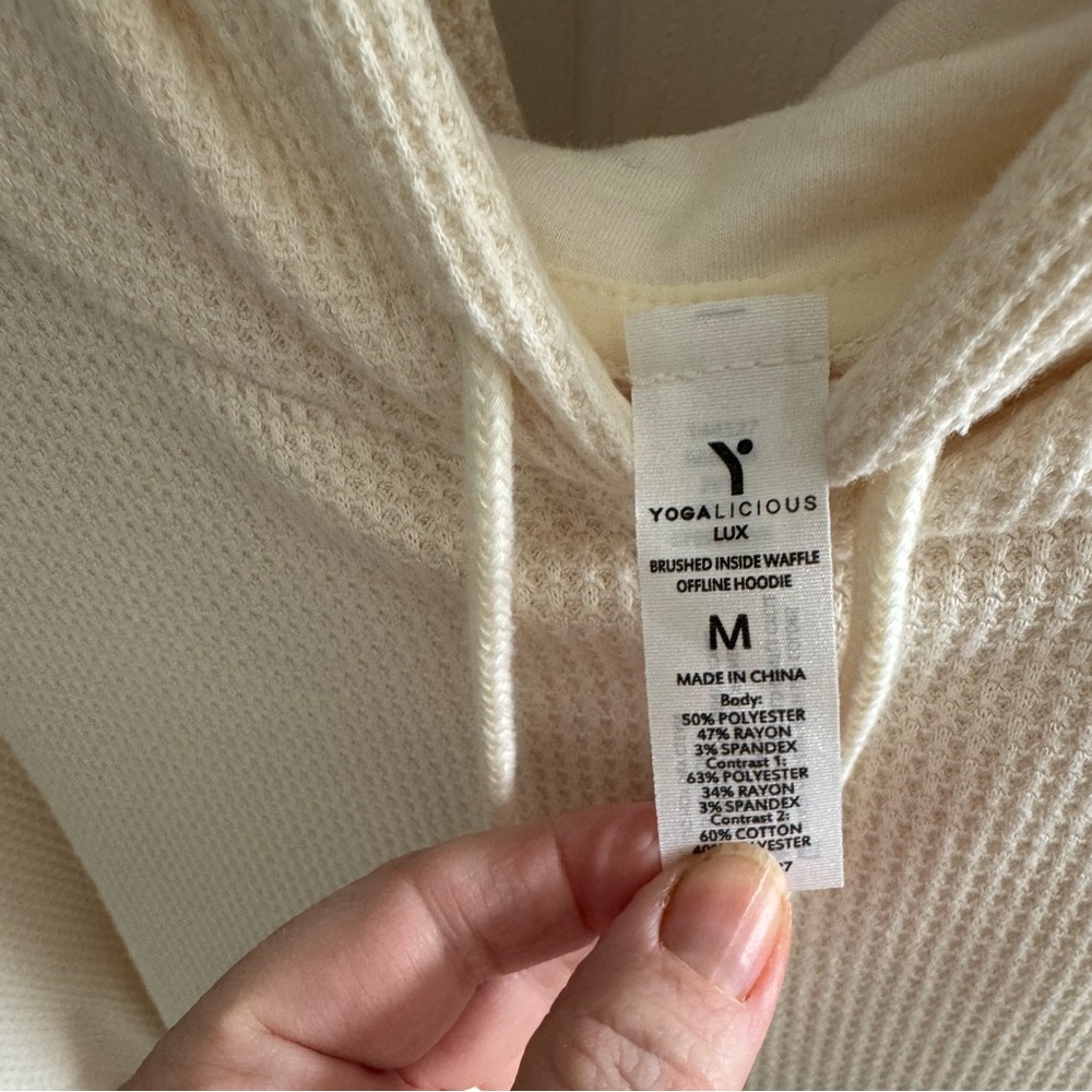 Yogalicious Off-White Waffle Knit Hoodie - Picture 2 of 4